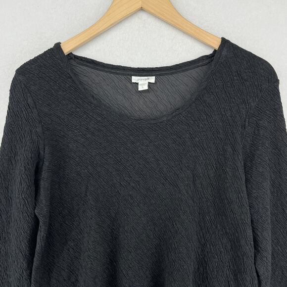 PURE JILL Top L Textured Crinkle Tunic100% Cotton Jersey Tunic Tee Gray - Picture 4 of 15